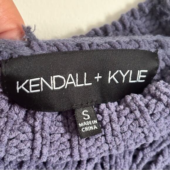 Kendall & Kylie Crew Neck Purple Soft Chunky Cable Knit Cropped Sweater Size S - Picture 4 of 6